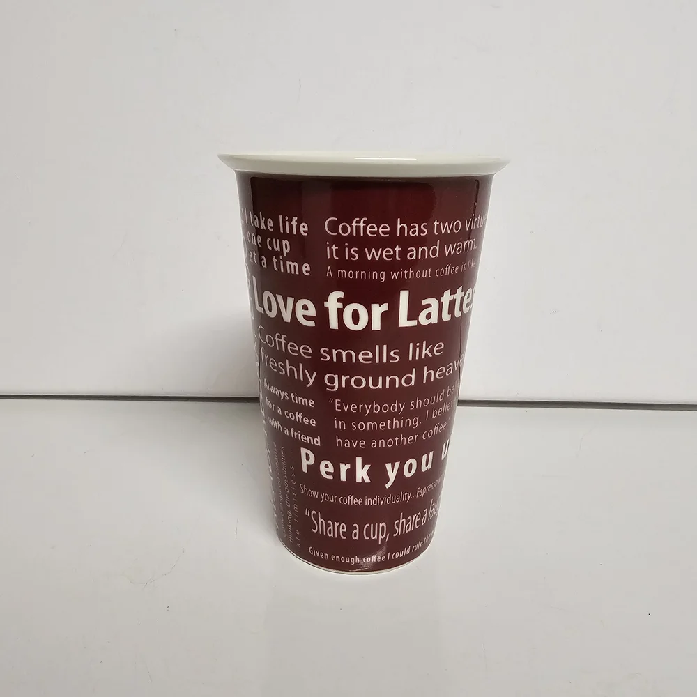 WindRiver Java Coffee Mug – Burgundy – 5.25" Tall – Typography Design - Picture 3 of 6